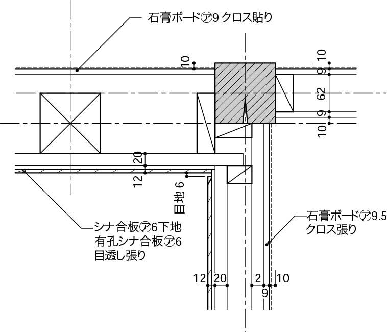 4_柱と壁の取合い部_壁交差部_芯ずれ