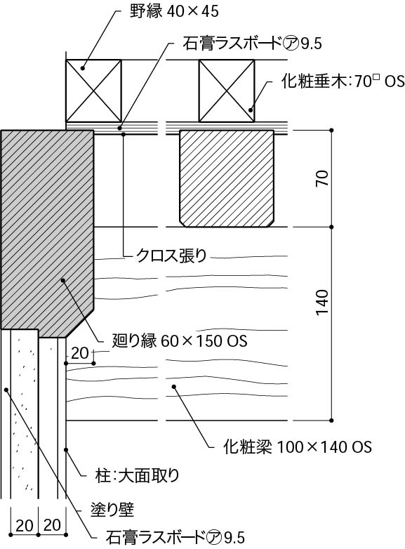 6壁が左官仕上の場合_和風の廻り縁_化粧縁