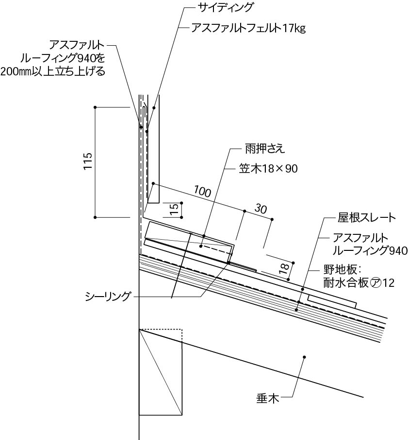 下屋スレート屋根_桁方向