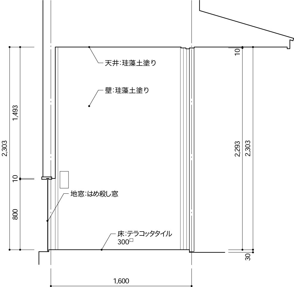 変形アプローチ_地窓を設けた玄関