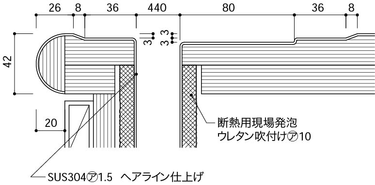 ステンレスカウンタートップは壁の取り合いに注意