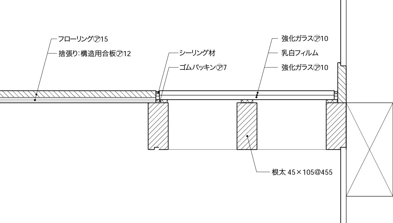 内壁床2階以上床構成11_ガラス床