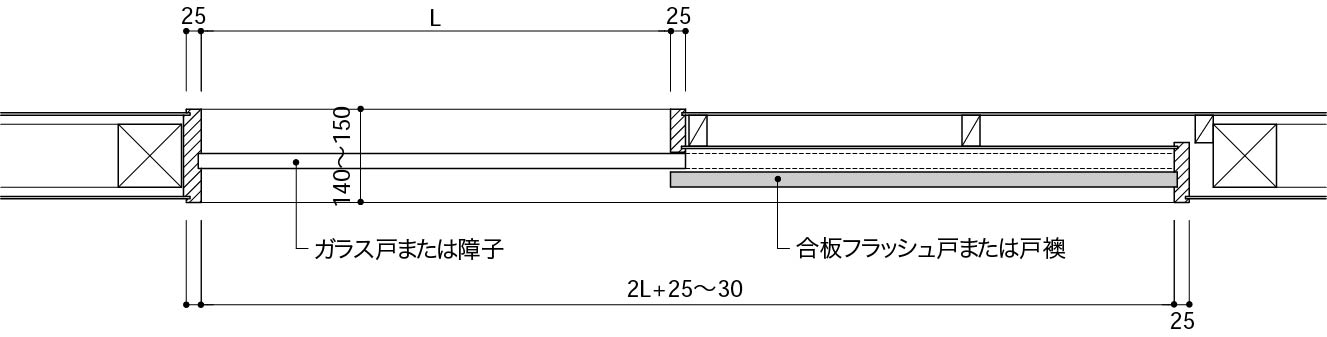 引違い戸で引込み戸に見せる