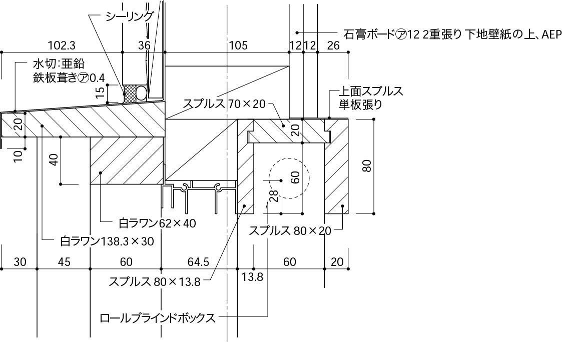 水切り程度の小庇の納まり