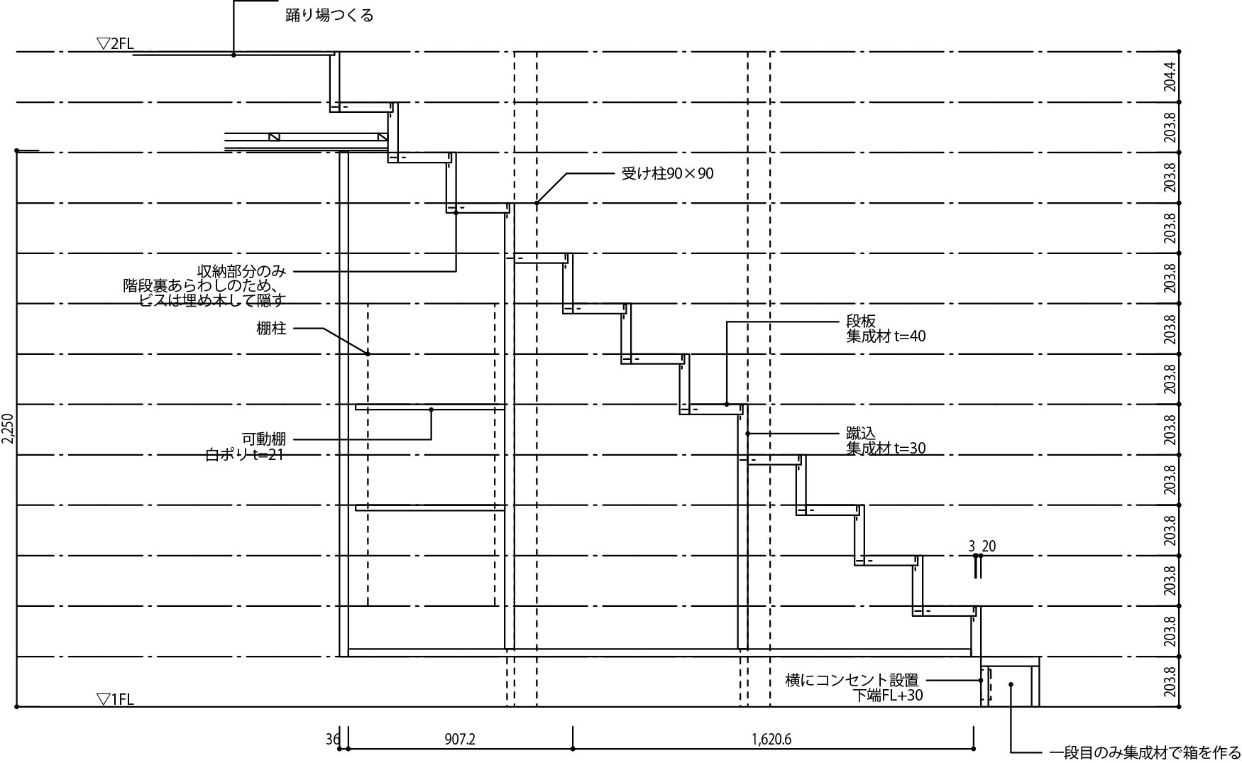 階段可動棚