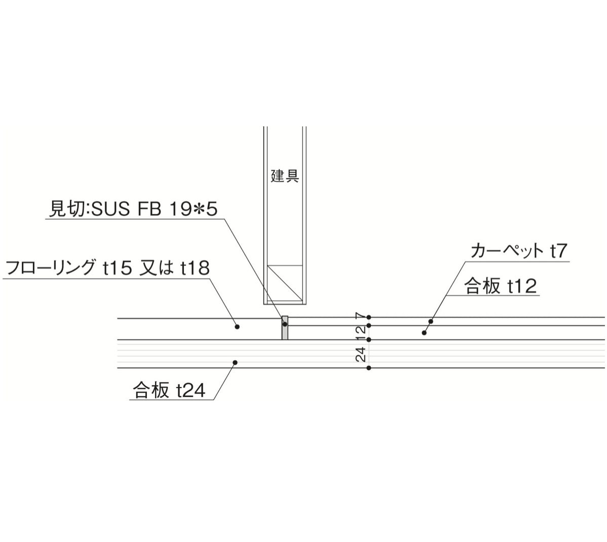 床見切り_フローリングカーペット_ディテール