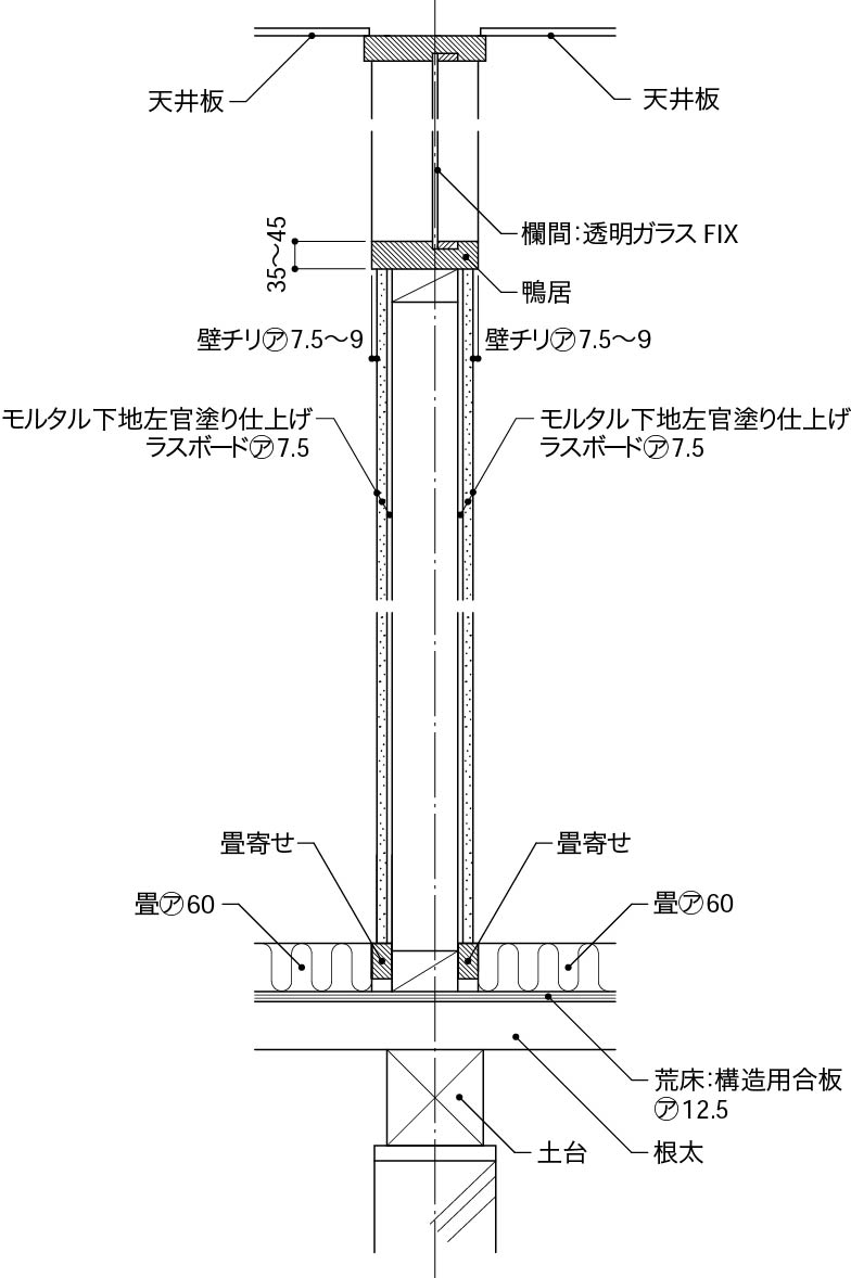 1_9_間仕切壁の層構成_真壁和室_真壁和室_芯ずれ