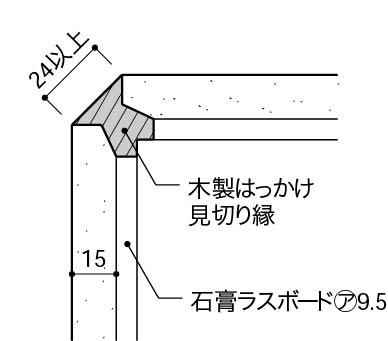 出隅1_左官_木製はっかけ見切り